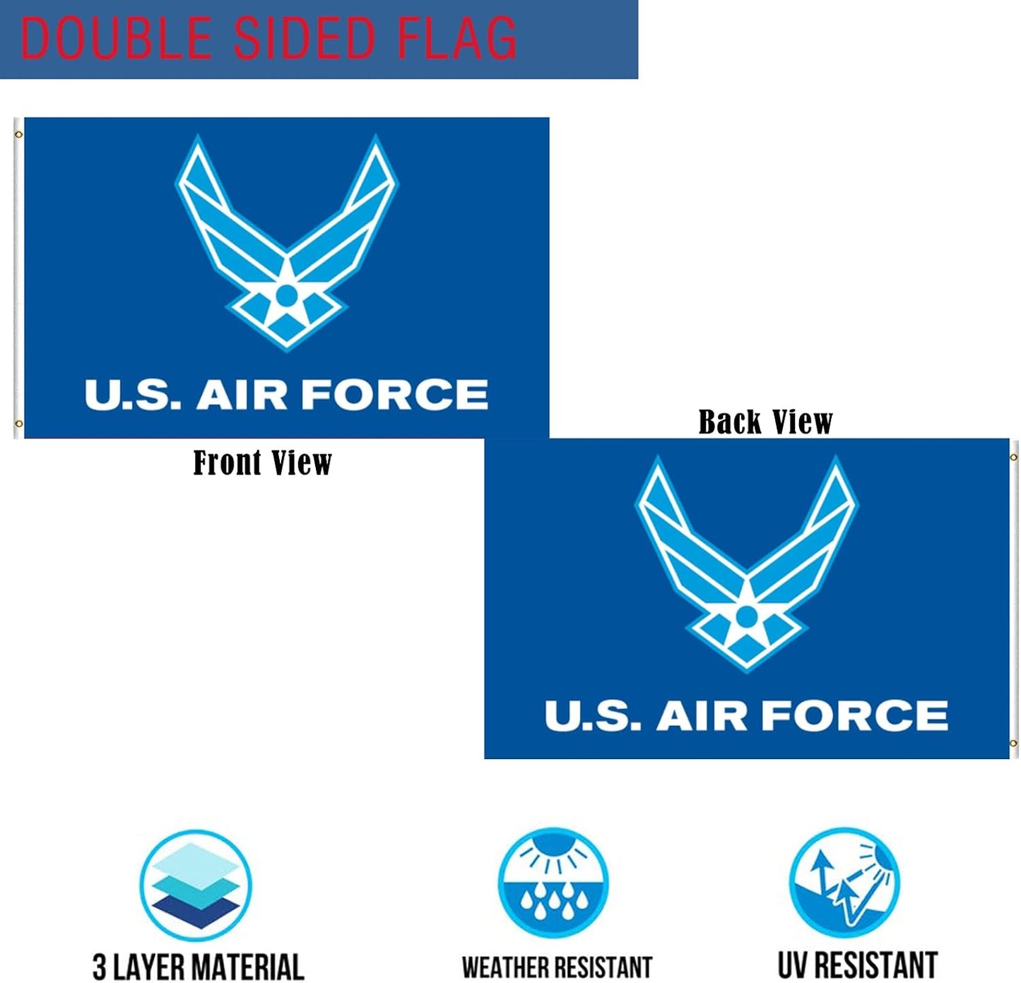 Bandera USAF 3x5 doble cara resistente 3 capas