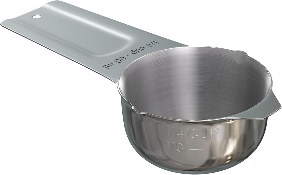 Taza medidora acero inox cromado ¼ taza boquilla vertido