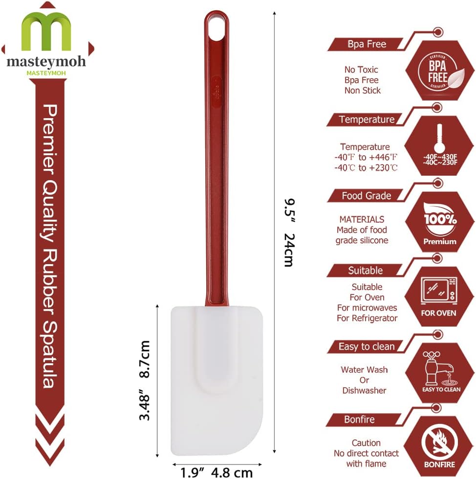 Juego espátulas silicona flexible 9.5pulg resistente 500°F