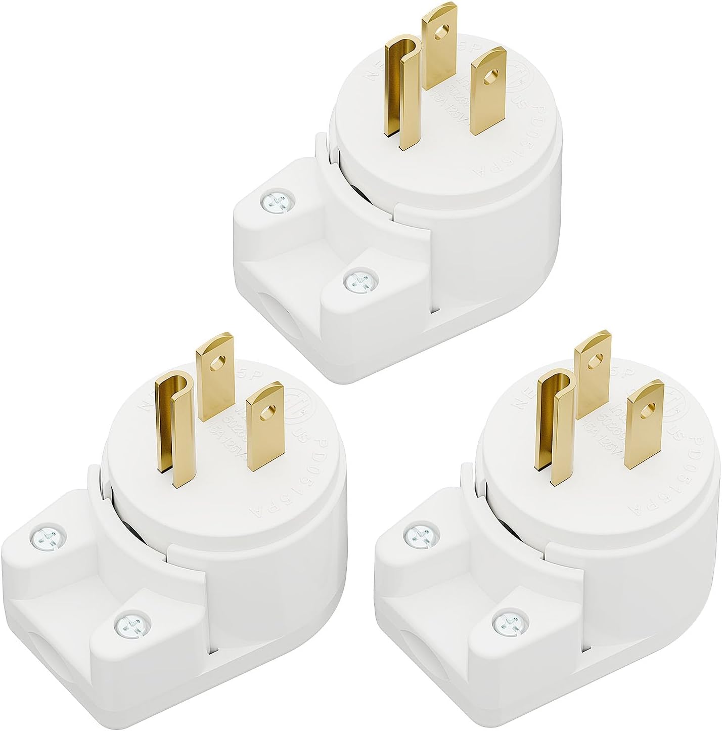 Pack 3 enchufes Nema 5-15P 15A 125V blanco ajustable