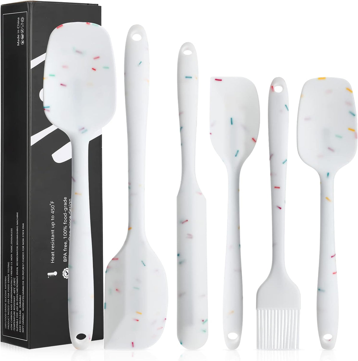 Set 6 espátulas silicona grado alimenticio acero inox