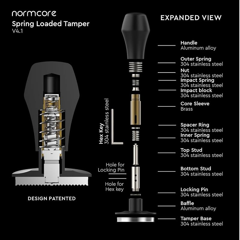 Tamper café V4.1 2.24pulg acero inox comp Lelit Anna negro