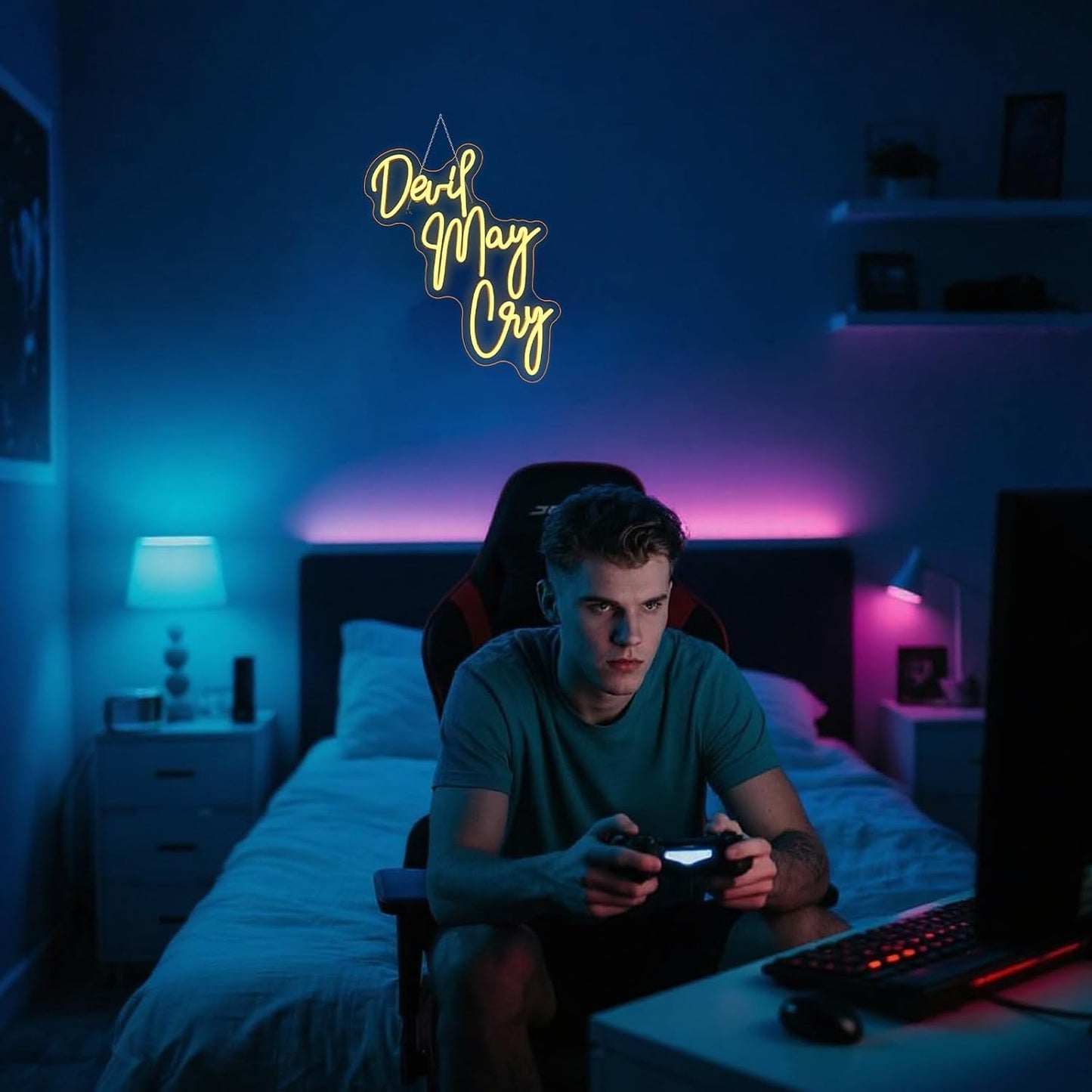 Señal neón Devil May Cry luces USB para gamer y hogar