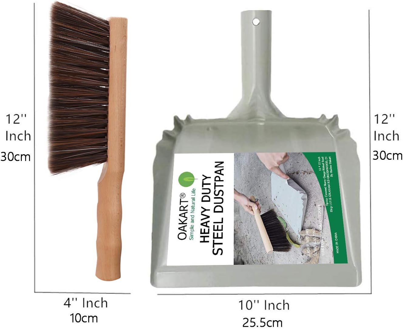 Juego Recogedor Cepillo Metal Escoba Madera Cerdas Suaves