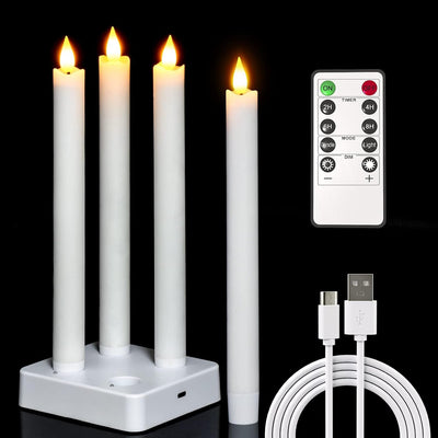 Velas cónicas LED recargables base carga 9.8"