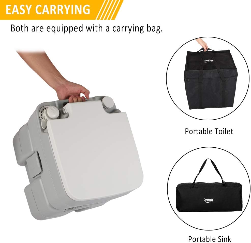 Estación lavado manos 5gal + inodoro 5.3gal para campamento
