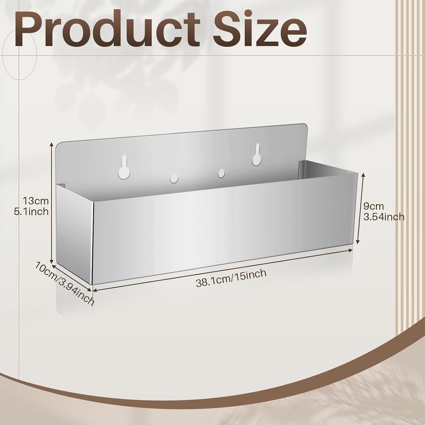 Soporte botellas licor acero inox 15" pared plateado