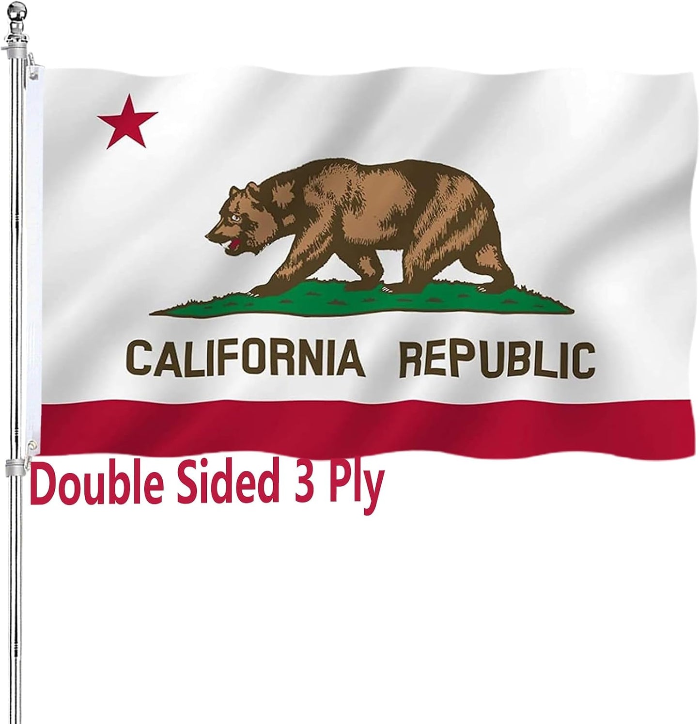 Bandera California doble cara 3x5 ext. 3 capas lona duradera