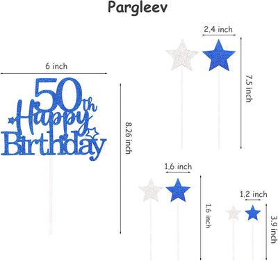 Decoración tarta cumpleaños 50 con estrella color azul