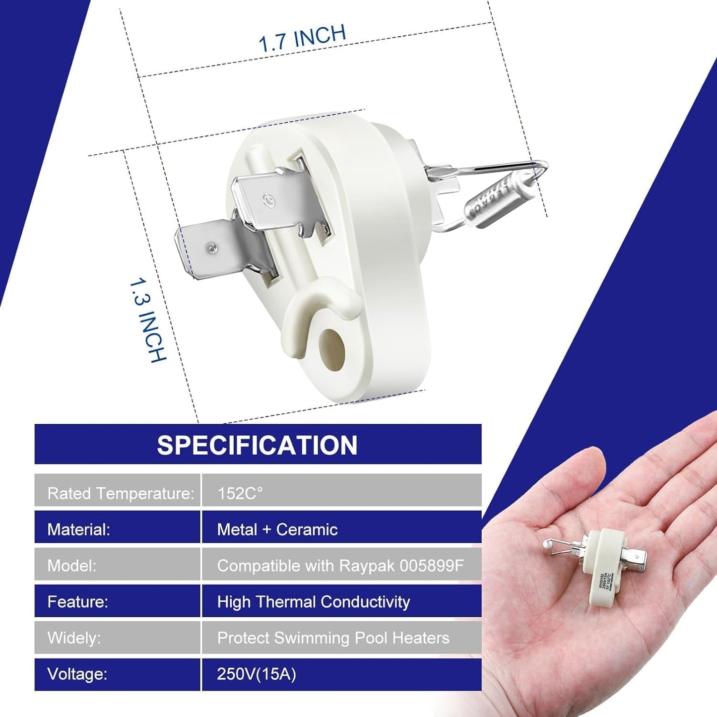 Kit 2 fusibles térmicos 152°C para calentador piscina Raypak