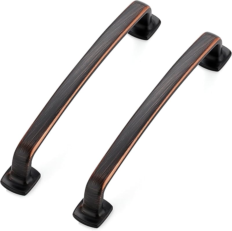 25 Tiradores Cajón 5" Bronce Frotado Manija Curva Cocina