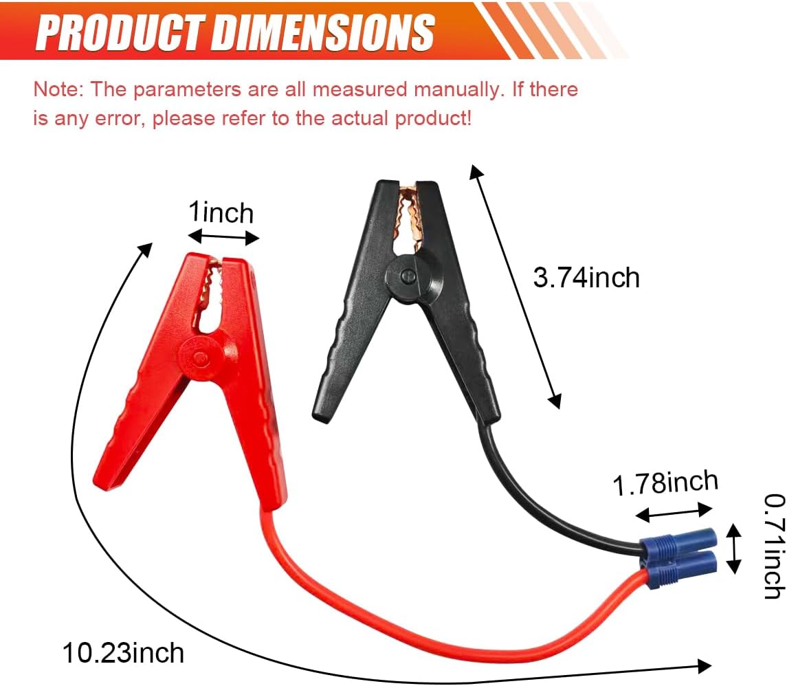 Cable arranque coche 12V con abrazaderas EC5 10 AWG