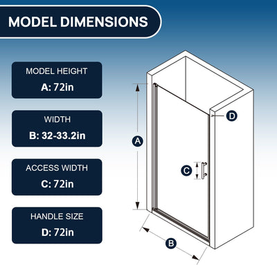 Puerta ducha vidrio templado 34-35x72pulg acero inox
