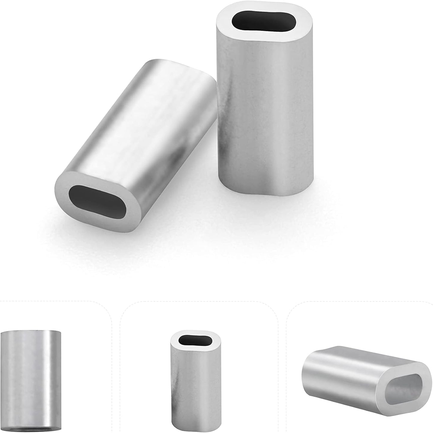 Mangas crimpado pesca ovaladas aluminio 0.7-1.9mm 100uds