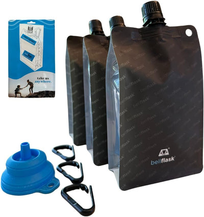 Frasco plástico flexible 15oz set 3 color negro mosquetón