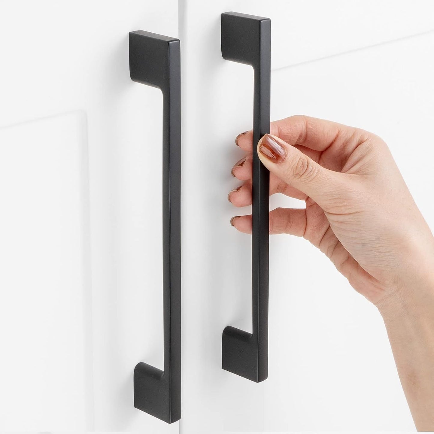 10 Tiradores Gabinete 6-1/4pulg Negro Mate para Cocina y Baño