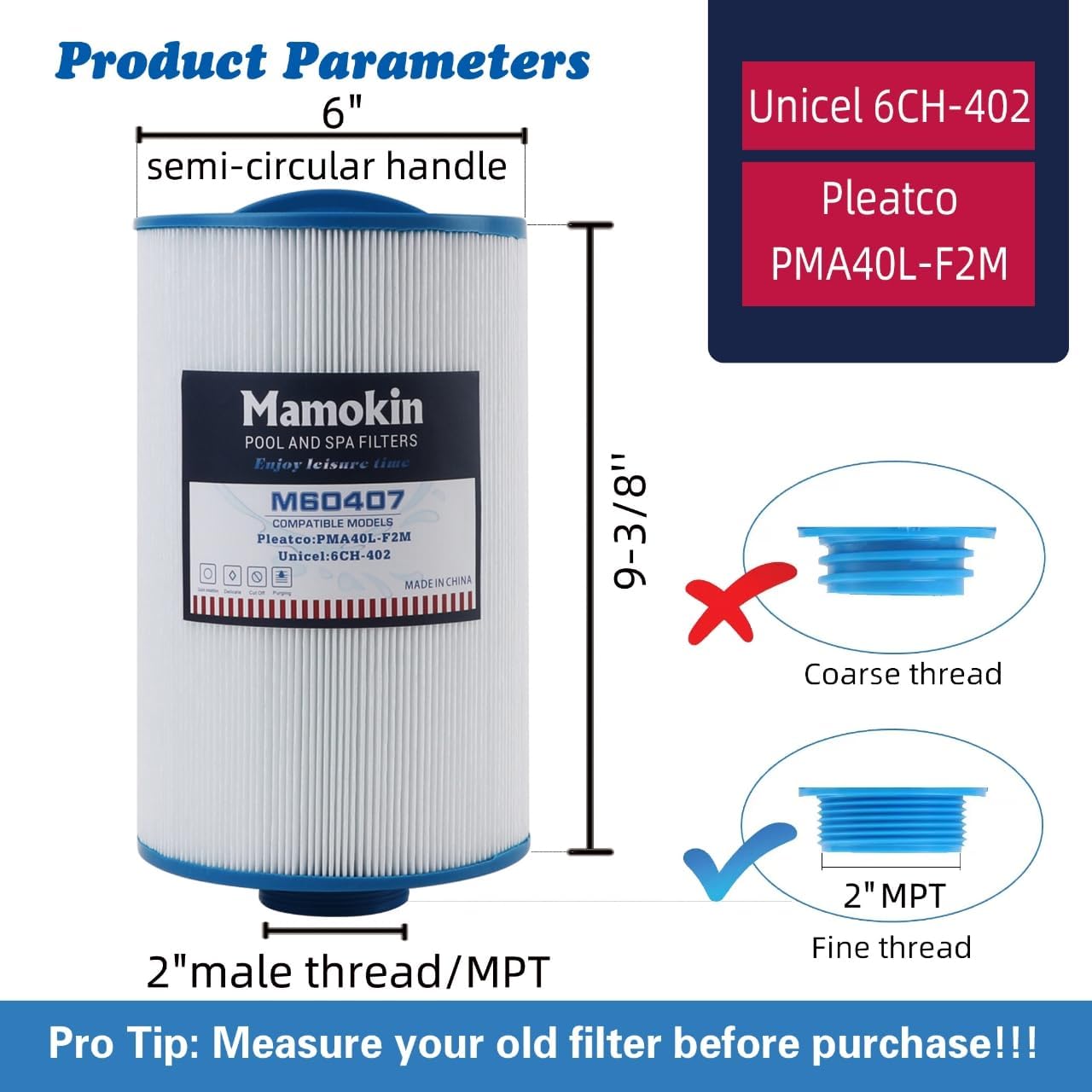 Filtro spa 6CH-402 2" rosca macho MPT