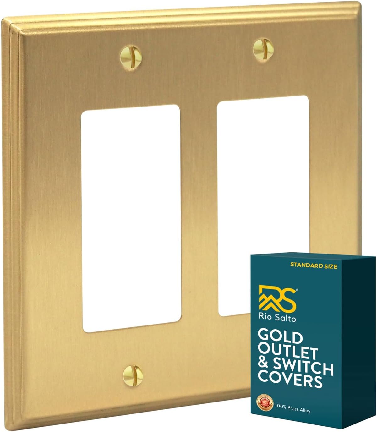 Placa pared interruptor luz doble metal dorado moderno