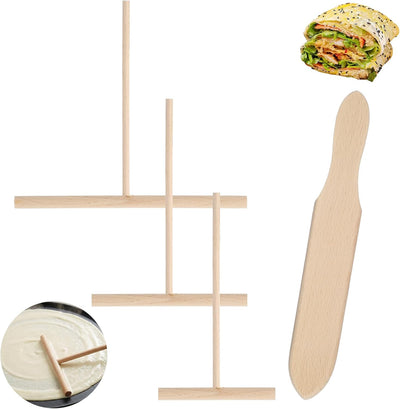 Juego 4 esparcidores crepes madera con volteador panqueques