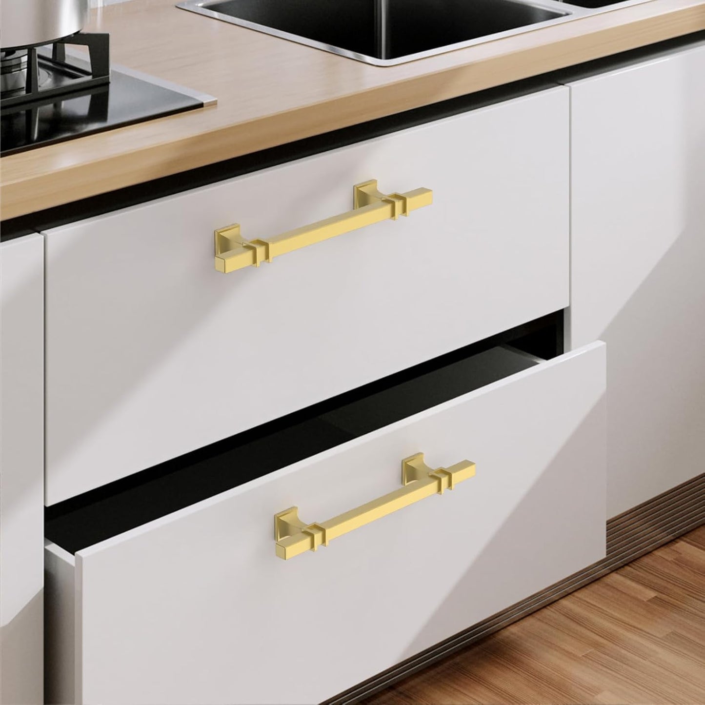 10 Tiradores Caja 5pulg Dorado Cepillado Cocina