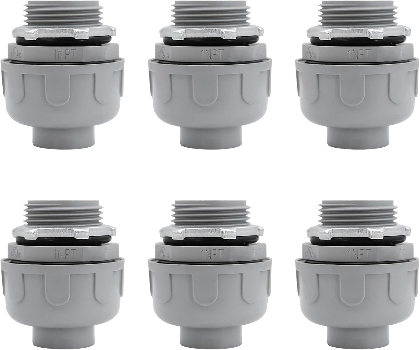 Conector conducto PVC 1pulg hermético 180grados 6uds