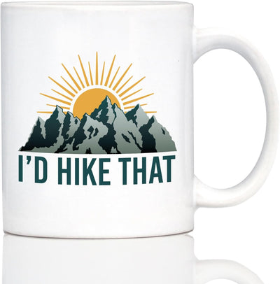 Taza café senderismo temática 11oz cerámica blanca