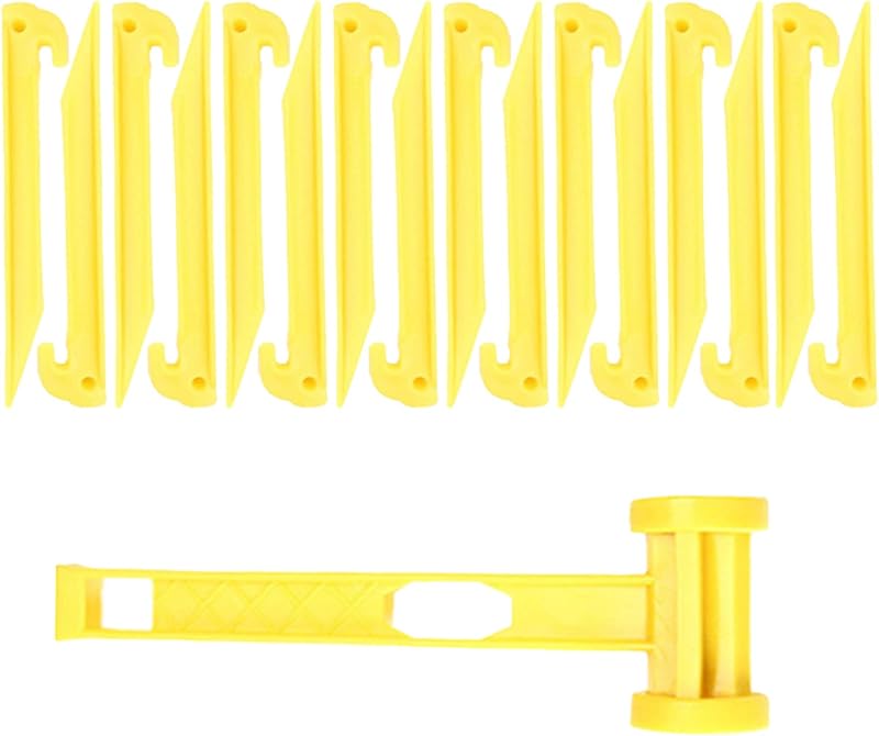 30 Estacas Plástico 9pulg Gancho Amarillo para Césped Jardín