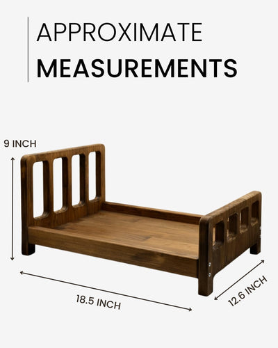 Soporte cama marrón para fotos de recién nacidos