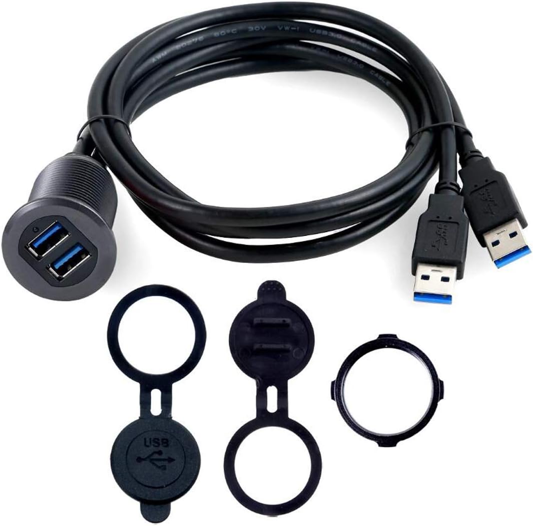 Cable USB 3.0 doble puerto coche 3.3pies