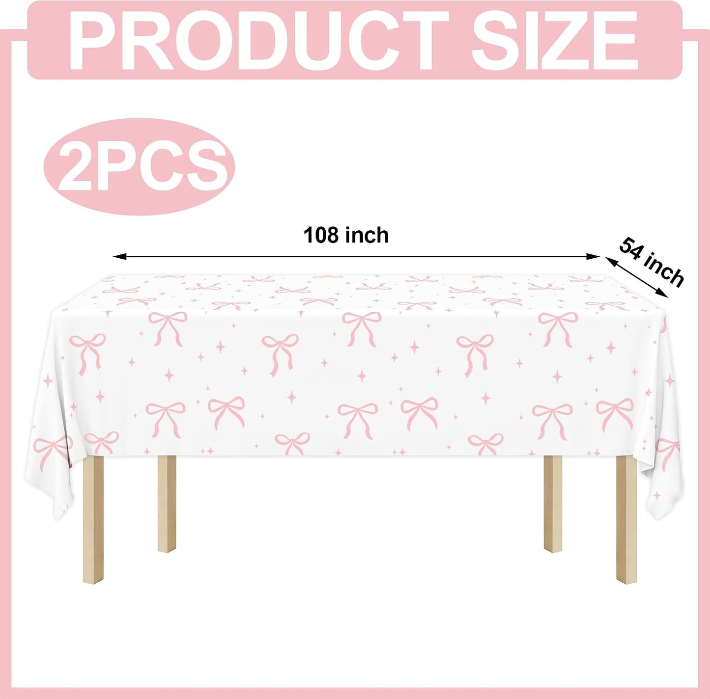 Mantel plástico lazo rosa 2uds rectangular fiesta coqueta