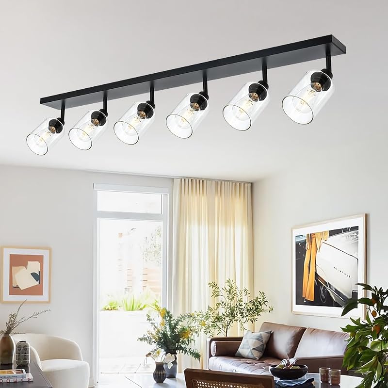 Foco techo metal 6 luces ajustables baño negro
