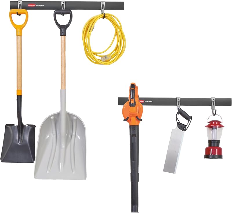 Kit 8 Pzas Riel y Gancho Negro/Gris para Colgar en Pared