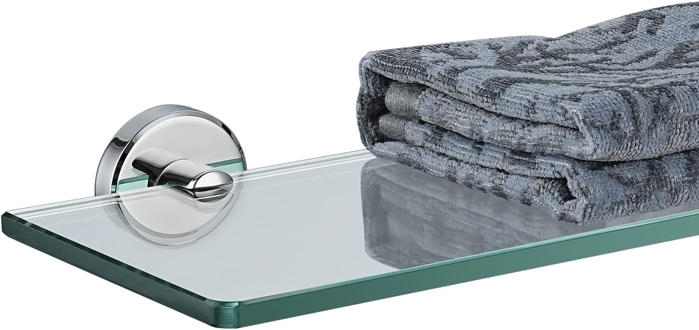 Estante baño vidrio cromado soporte pared acero inox 20x5pulg
