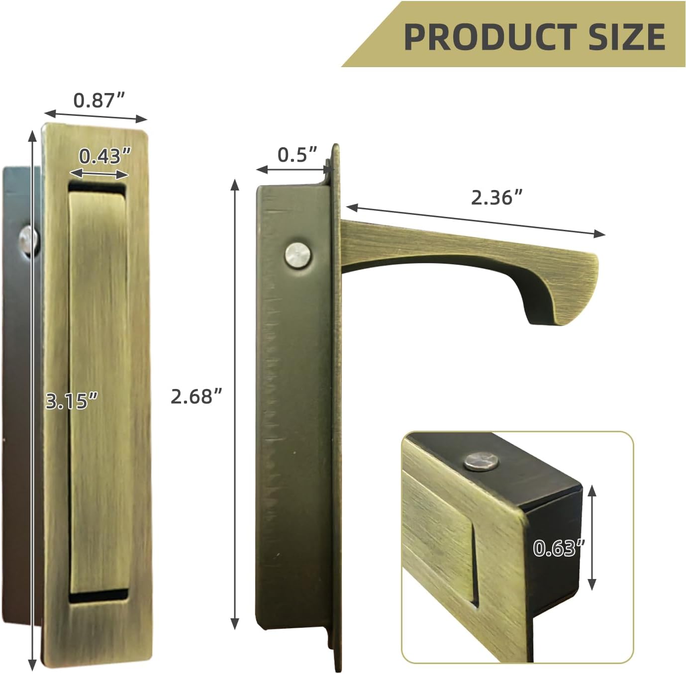 Manijas puerta bolsillo tirador latón antiguo 6pulg