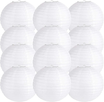 12 Faroles Redondos Papel Blanco 12pulg Decoración Bodas