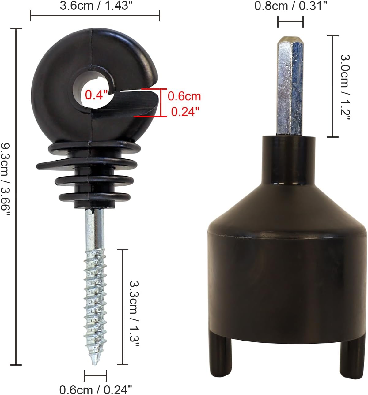100 Aisladores Eléctricos Autorroscantes Negro