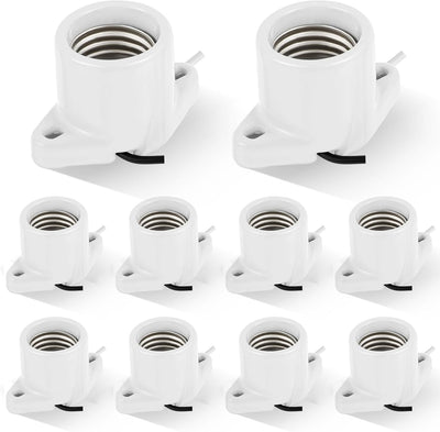 10 Pzas Soporte Lámpara Porcelana Base Roscada 6pulg