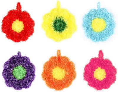 6 Pzas Fregadores Acrílicos Forma Flor Paños Esponja Cocina