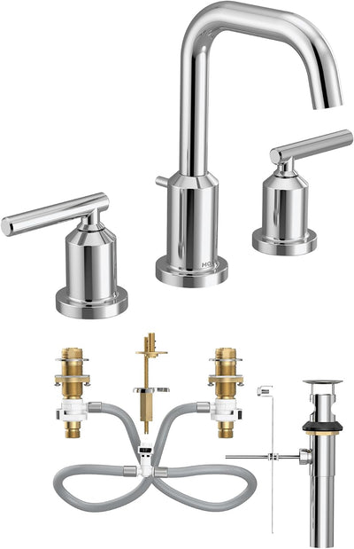 Grifo lavabo baño moderno 2 manijas arco alto 3 agujeros