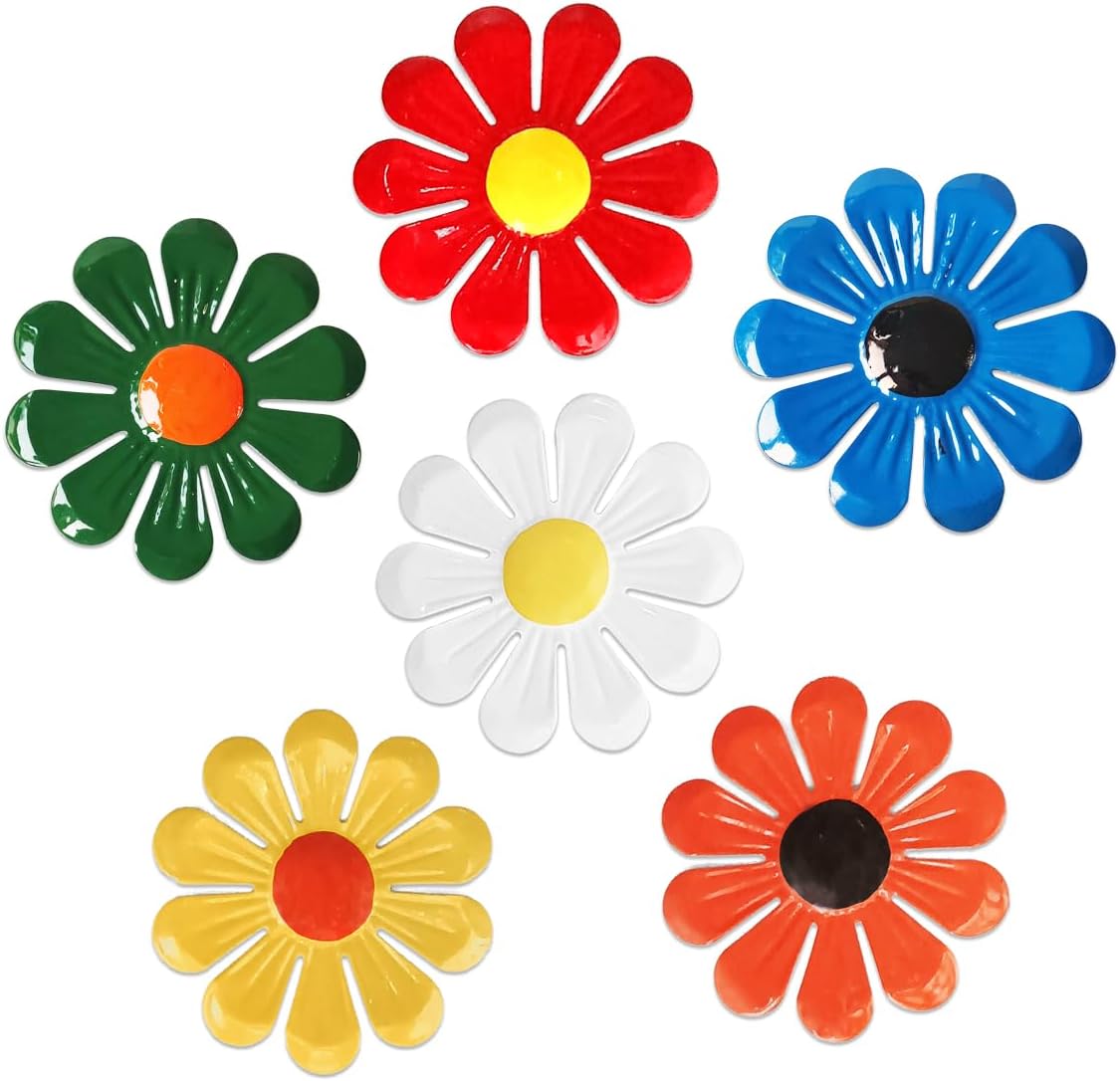 6 Pzas Flores Metal Decoración Pared Jardín Sala Comedor