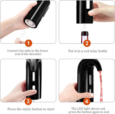 Aireador eléctrico de vino decantador negro
