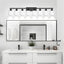 Lámpara baño 8 luces sobre espejo 132cm negro mate