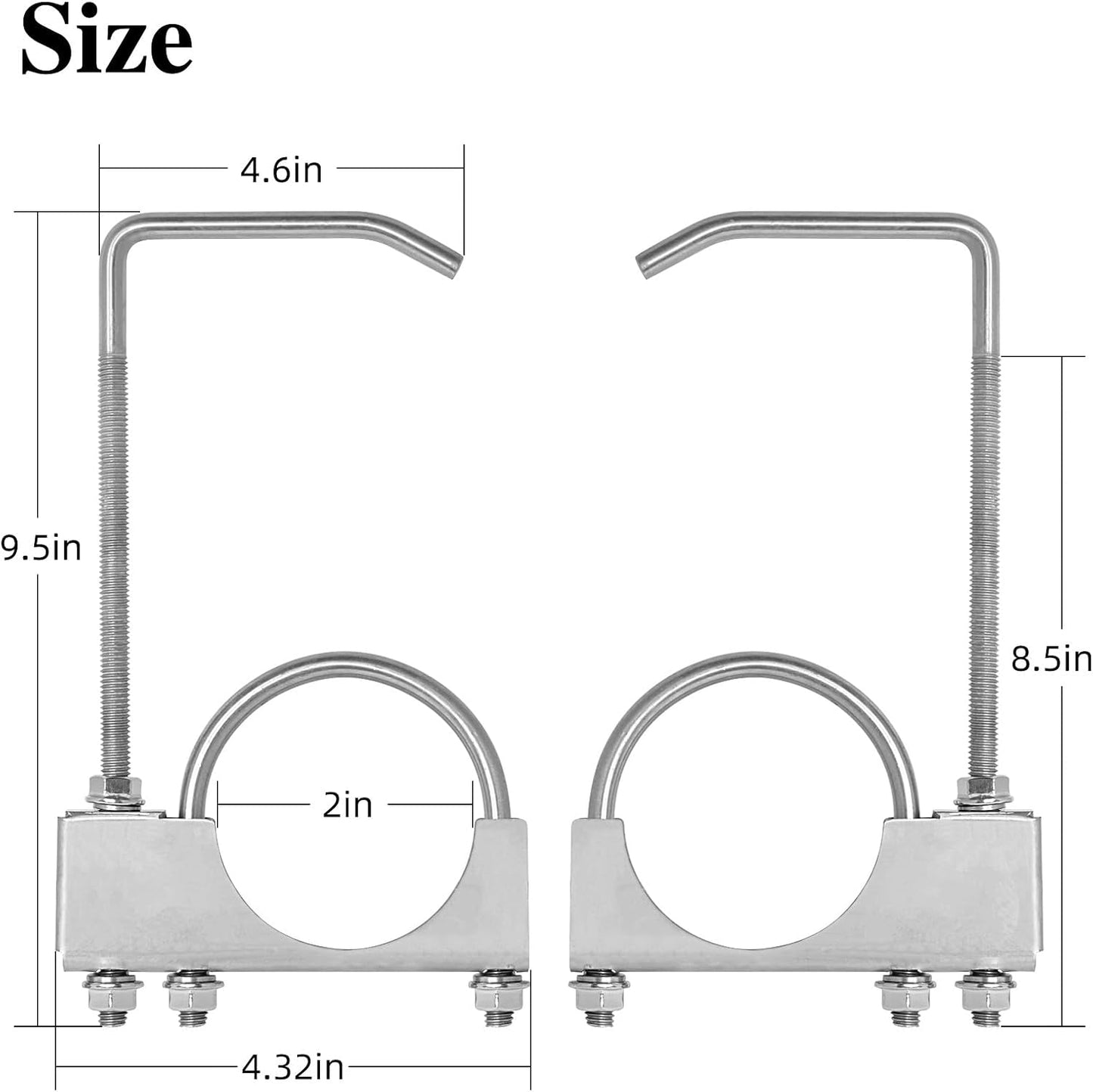 Abrazadera escape acero inox 2" colgador set 2