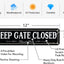 2 Letreros Reflectantes Aluminio 12x3pulg Keep Gate Closed
