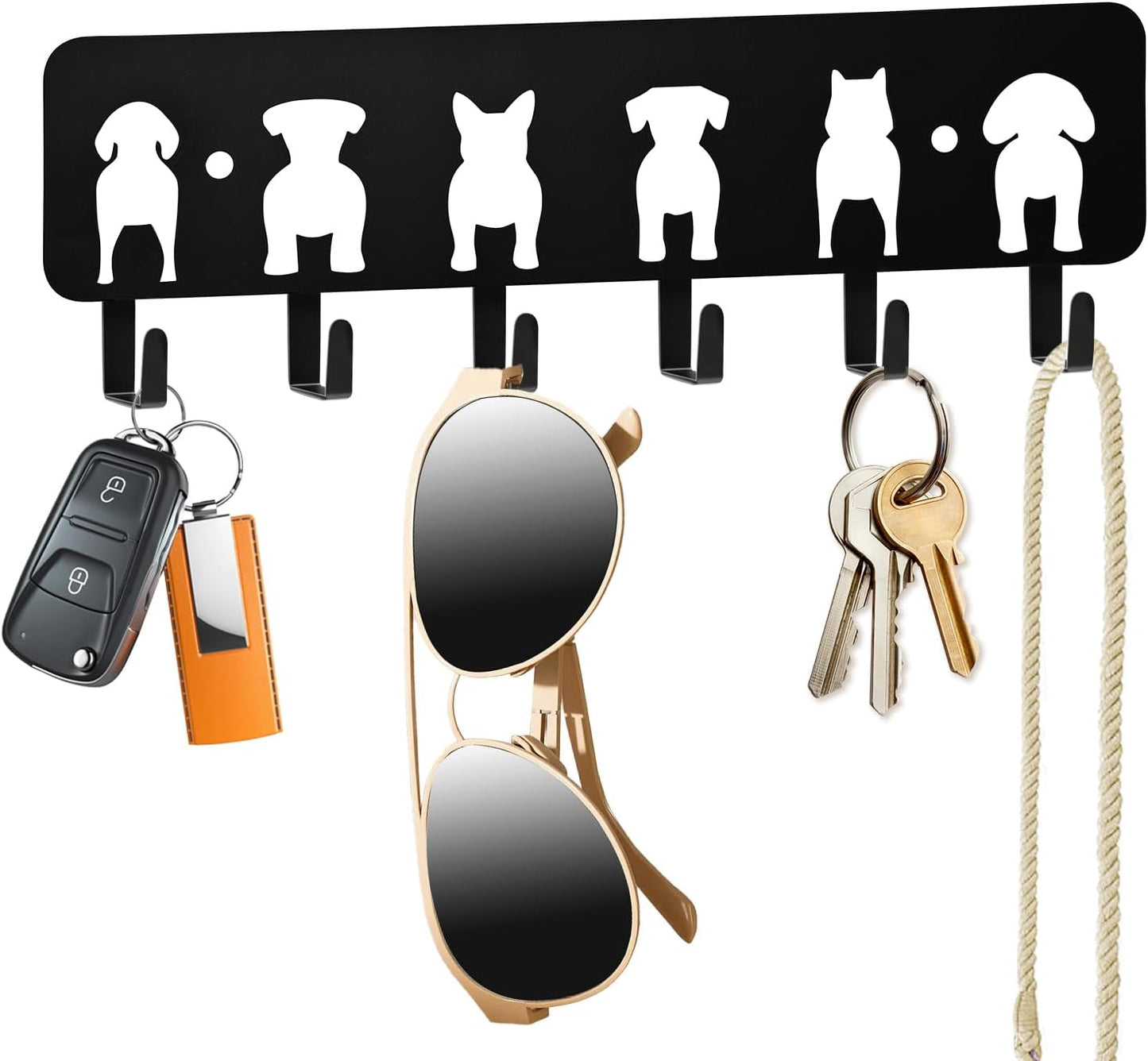 6 Ganchos decorativos para correa perro pared negro