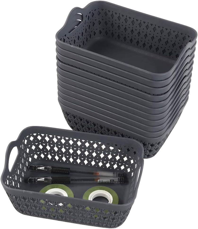 12 Pzas Cesta Plástico Almacenamiento con Asas para Cocina