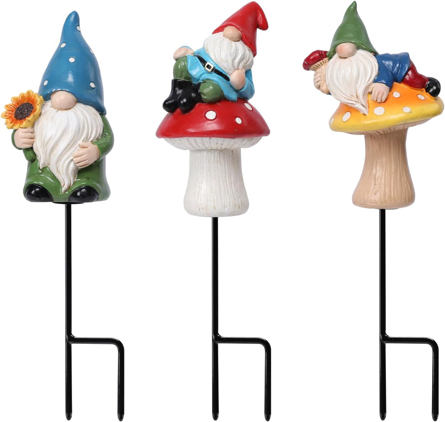 Estacas gnomos resina color azul para jardín