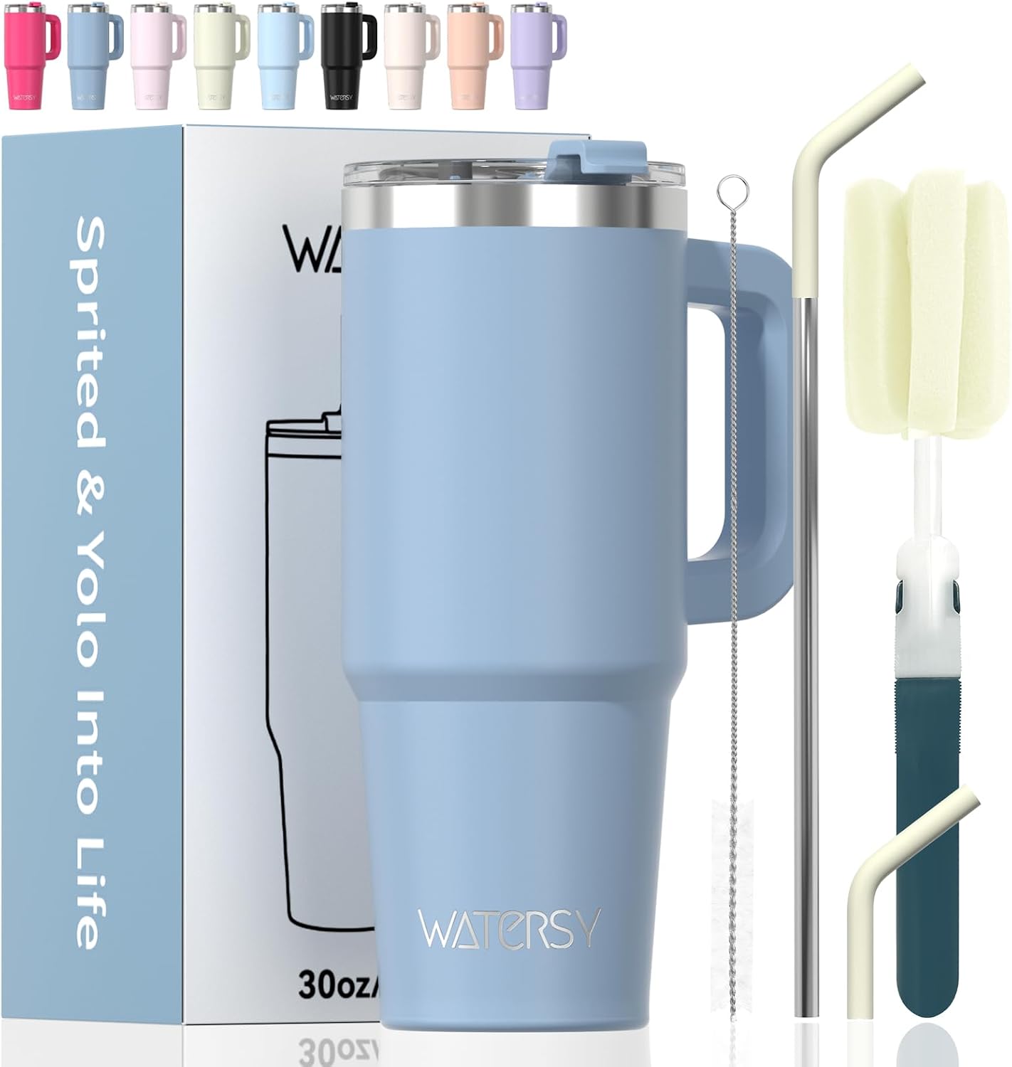 Taza acero inox 20oz con tapa pajita térmica fría 34h azul