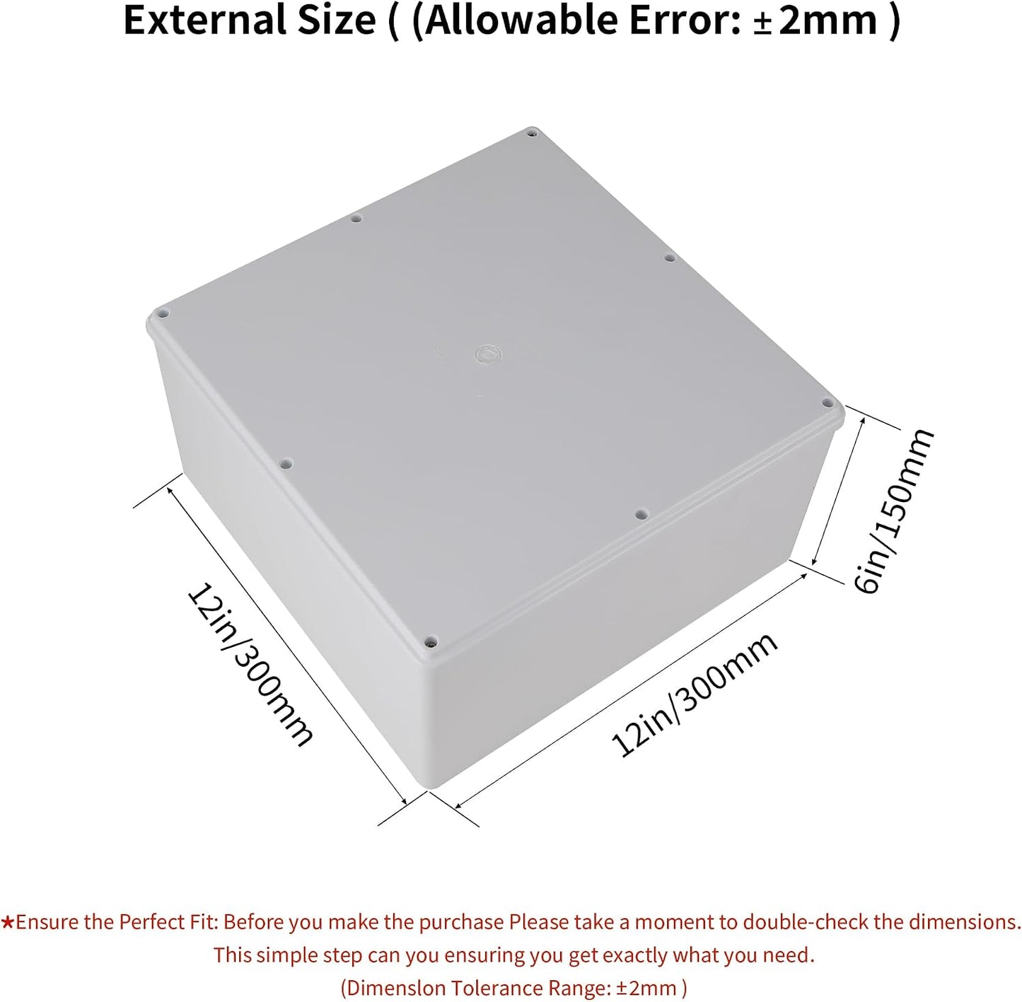 Caja plástico ABS IP65 12x12x6pulg para gabinete