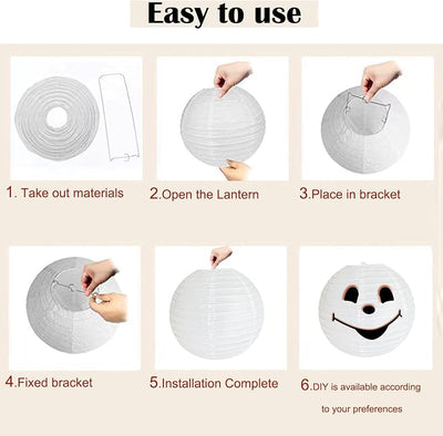 12 Faroles Papel Blanco 12pulg Decoración Halloween Boda
